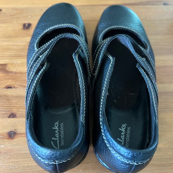 Clarks Bendables Mandy May Double Strap Mary Janes Black Leather Womens Size 7.5 - Picture 7 of 11
